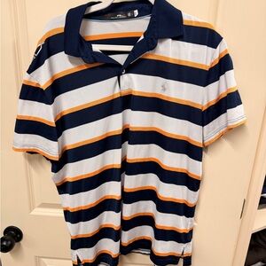 Ralph Lauren Navy, White, and Orange Striped Polo